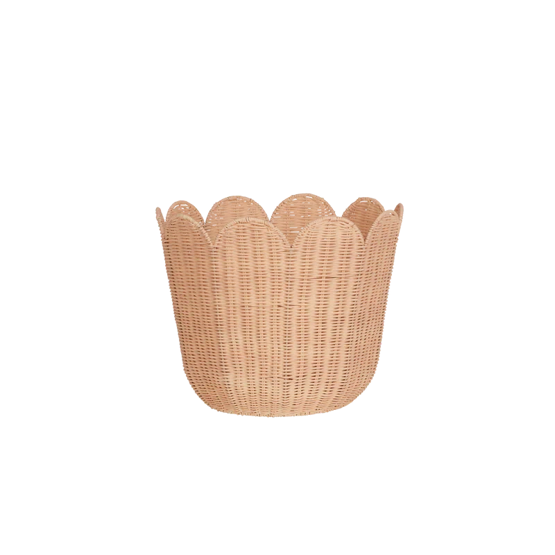 Olli Ella Rattan Tulip Carry Basket - Seashell Pink