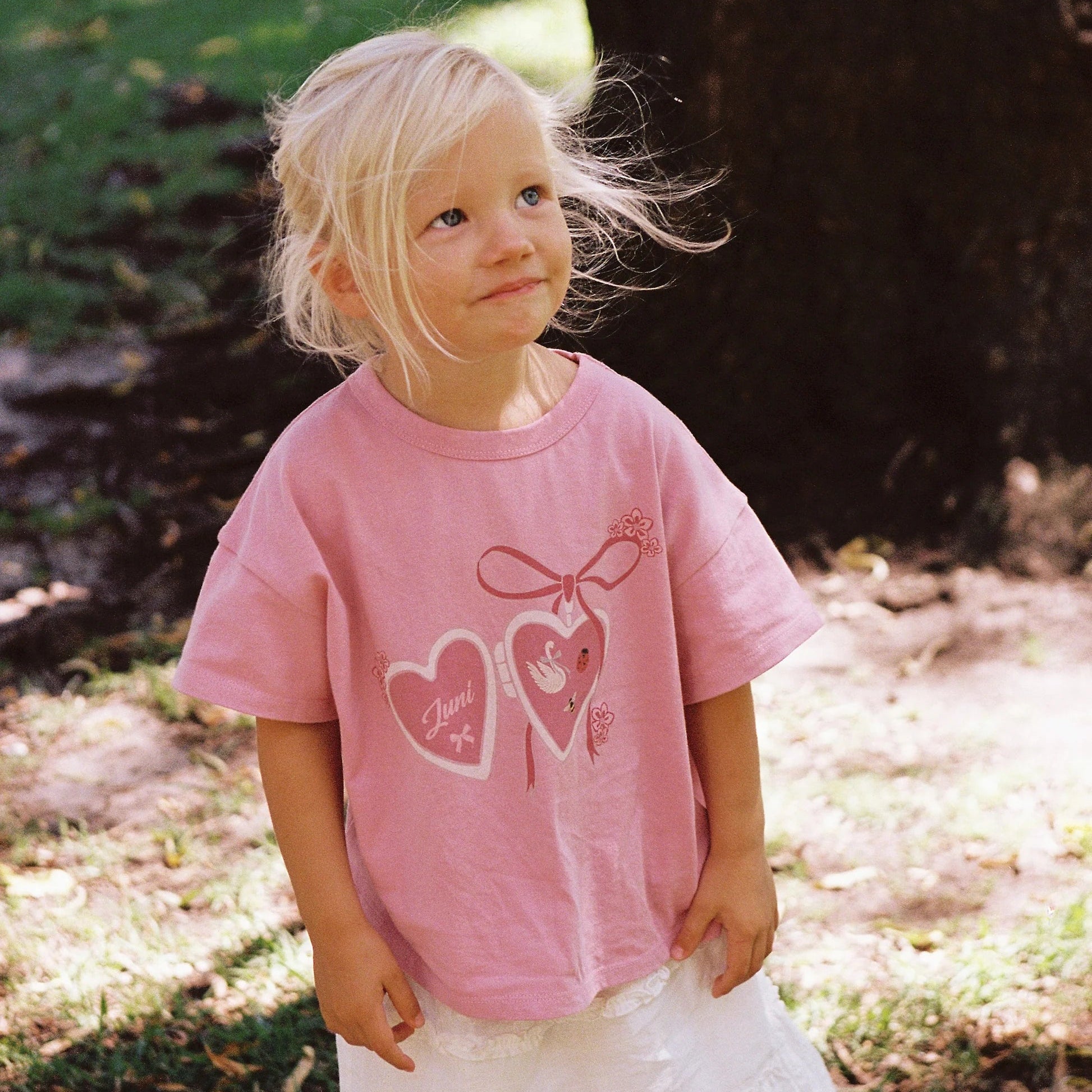 JUNI JNR LOVE LOCKET TEE: PINK