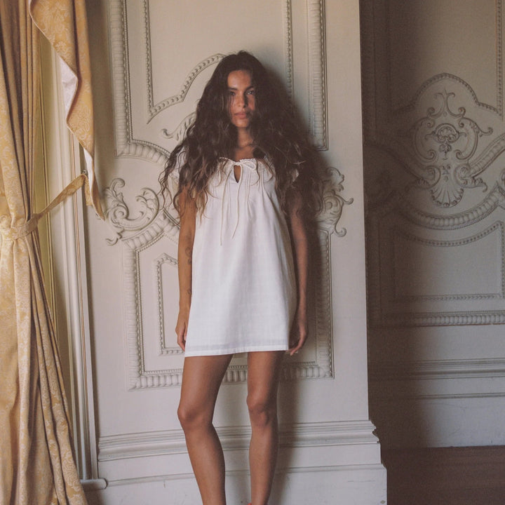 JUNI WOMENS AMELIA MINI DRESS: BUTTERCREAM
