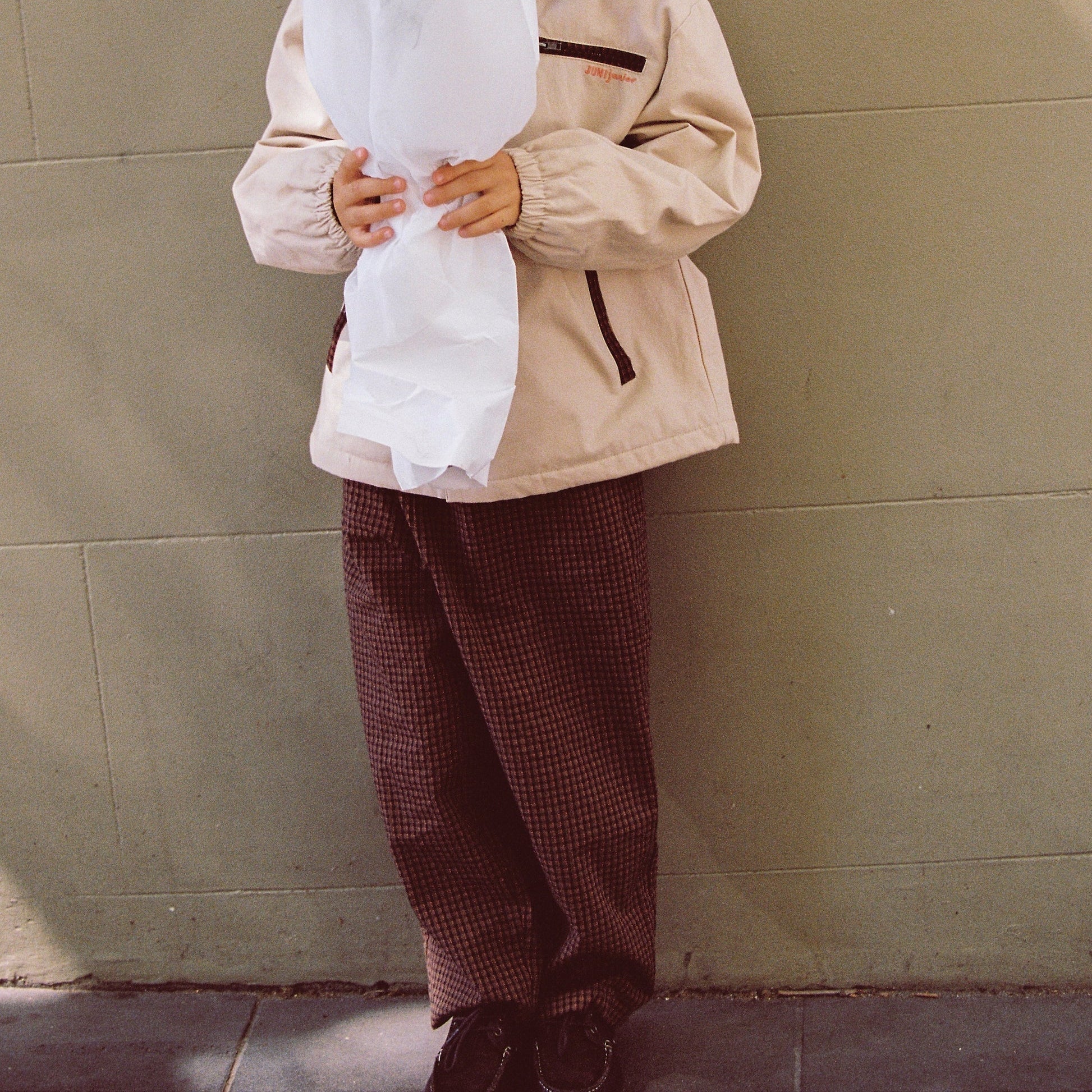 JUNI JNR BENJI PANT: ESPRESSO CHECK