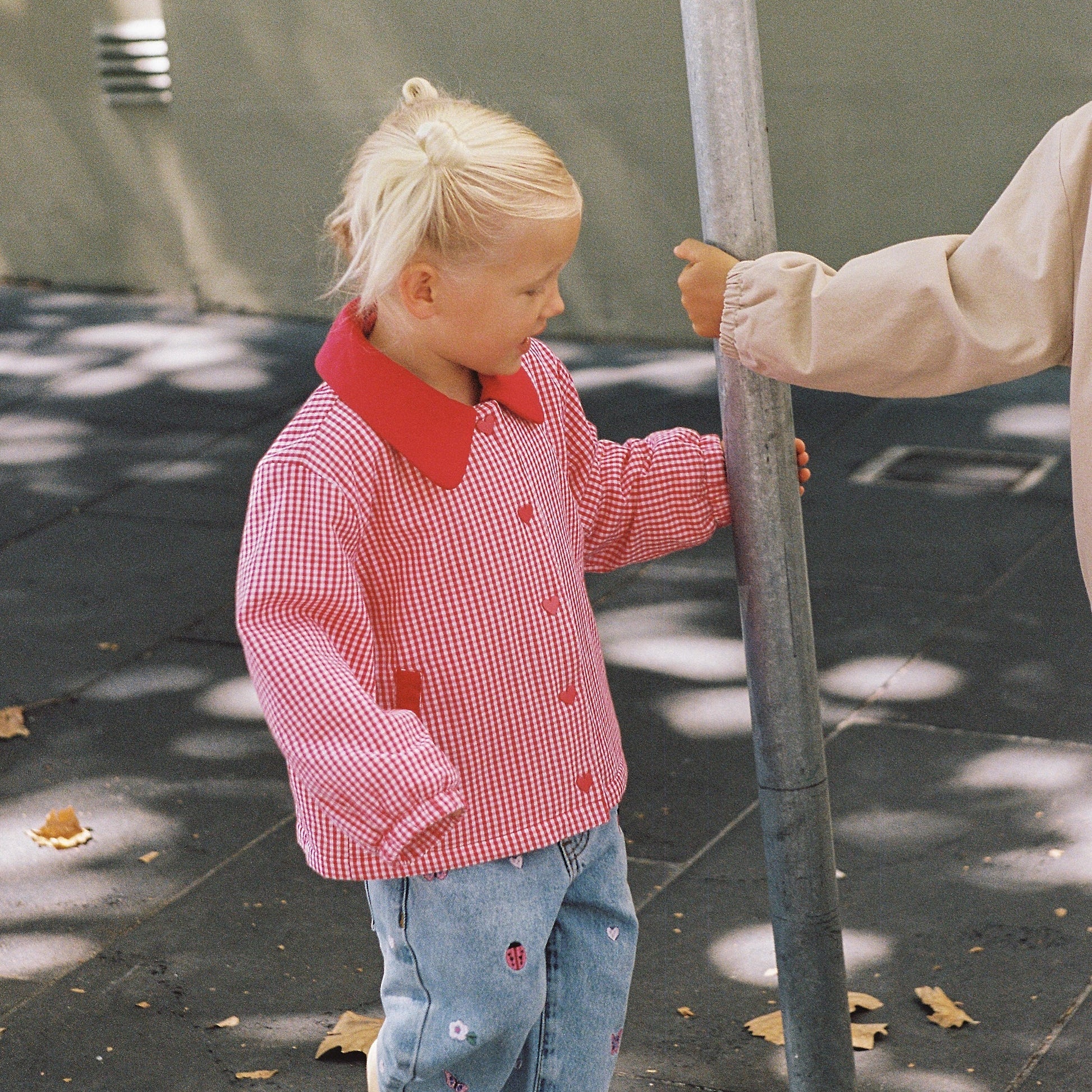 JUNI JNR SIENNA PADDED JACKET: RASPBERRY GINGHAM