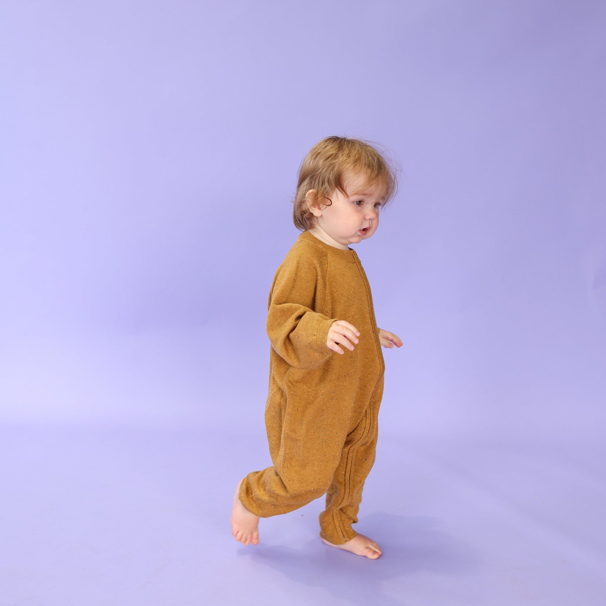 GROWN ORGANIC ESSENTIAL ZIP STARSUIT: GOLDEN SPECKLE