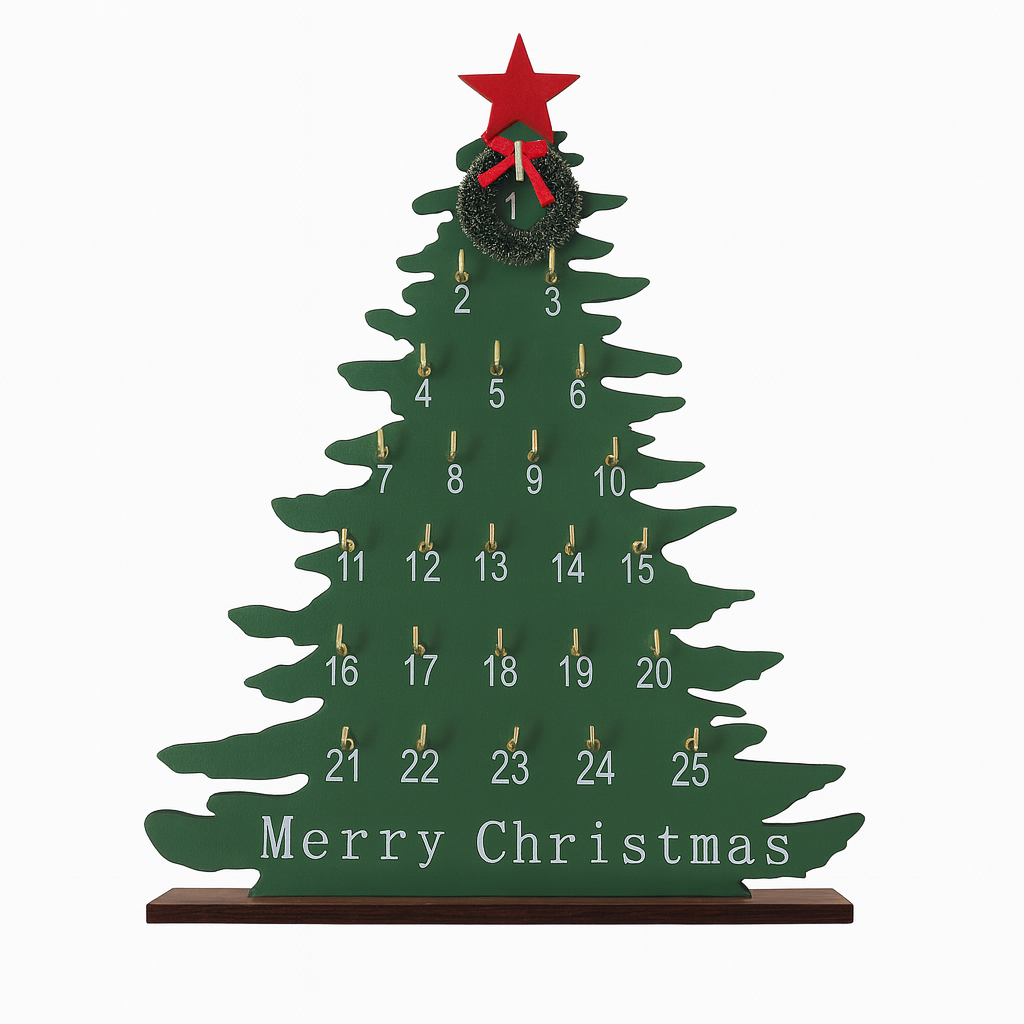 WOODEN XMAS TREE CALENDAR: GREEN