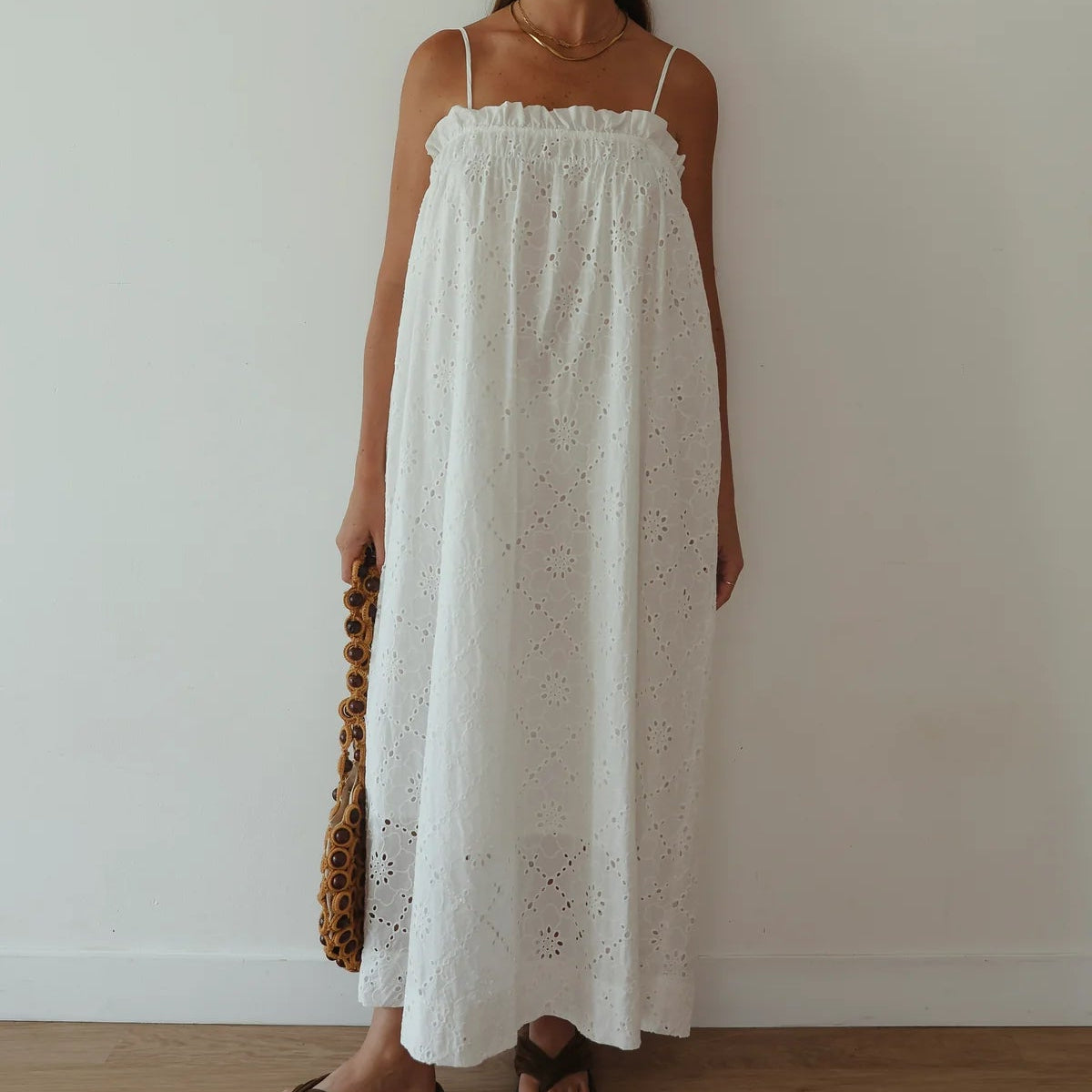 ALAKAI VALENCIA MAXI DRESS: WHITE