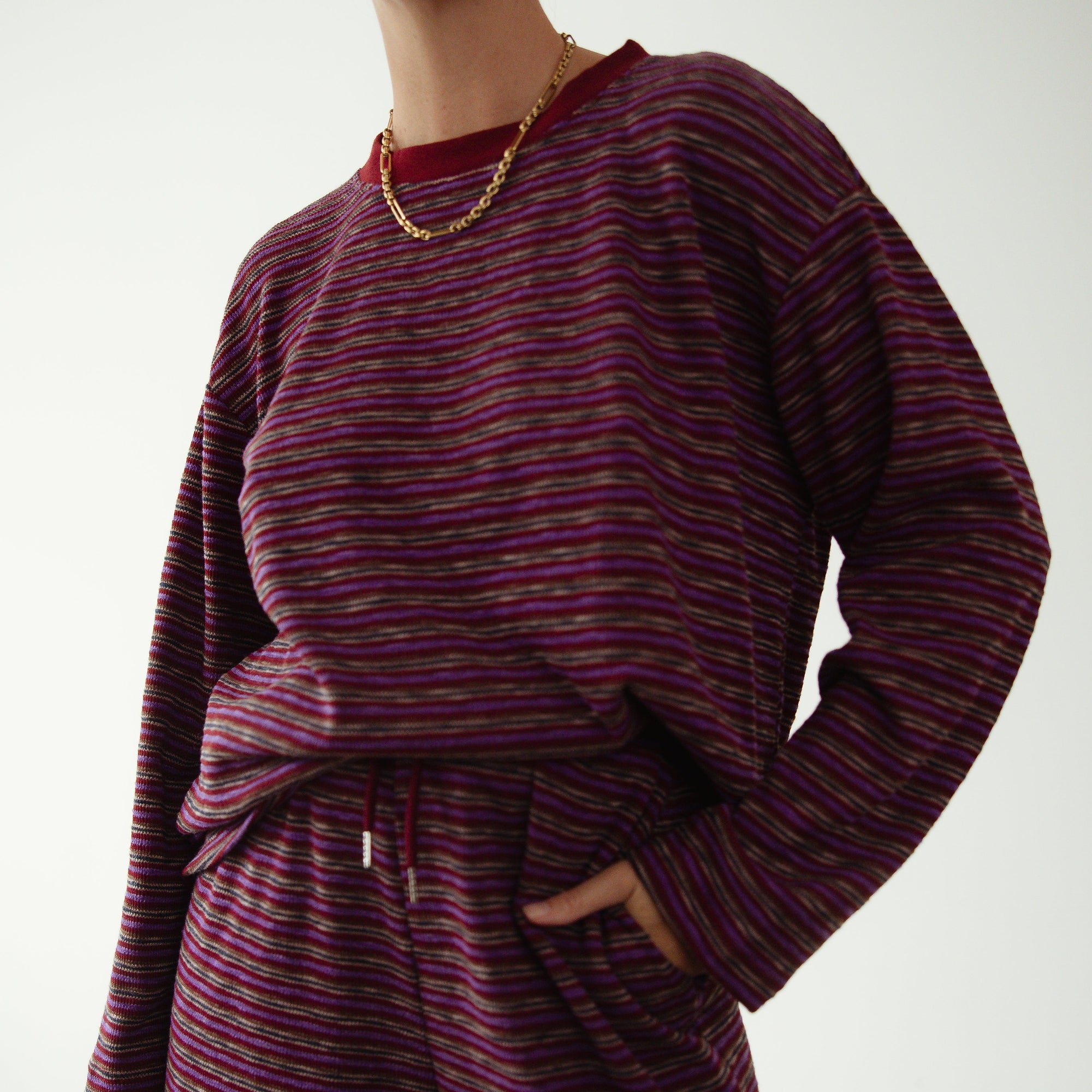 ALAKAI CASPIA L/S CREW NECK KNIT TOP: PLUM