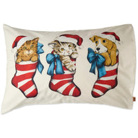 KIP & CO FESTIVE FUR BABIES PILLOWCASE: SINGLE