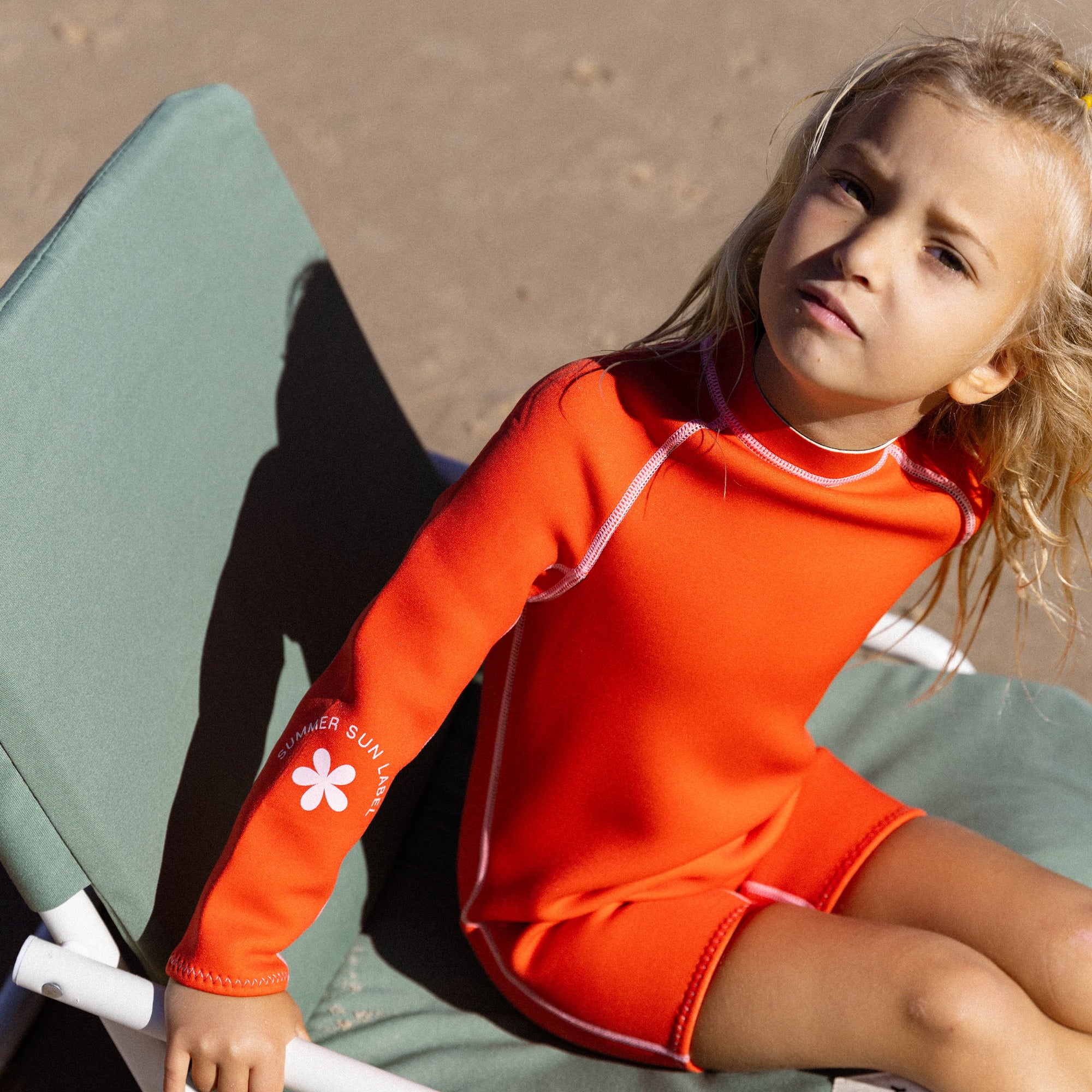 SUMMER SUN LABEL L/S SPRINGSUIT: TOMATO/POWDER PINK