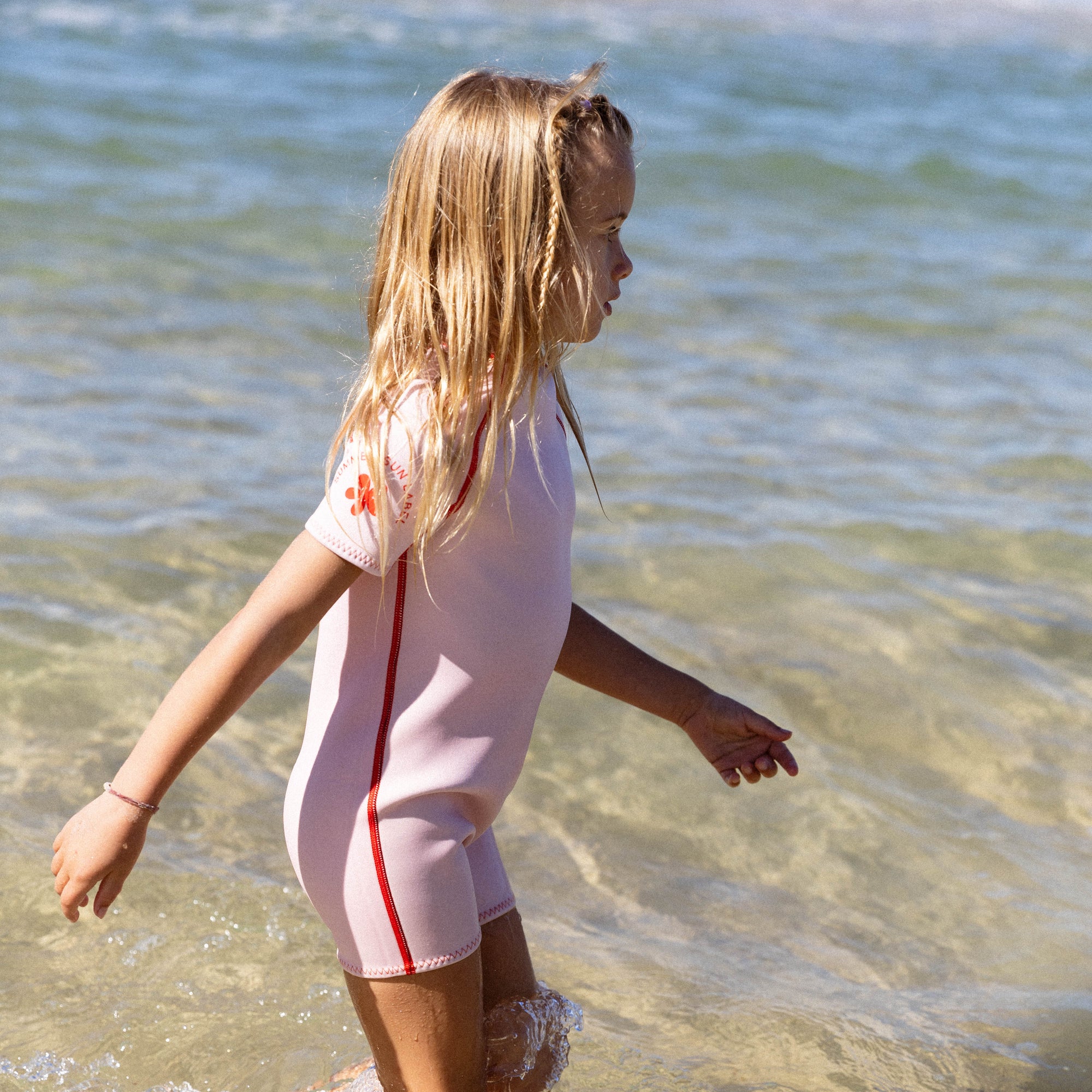 SUMMER SUN LABEL S/S SPRINGSUIT: POWDER PINK/ TOMATO