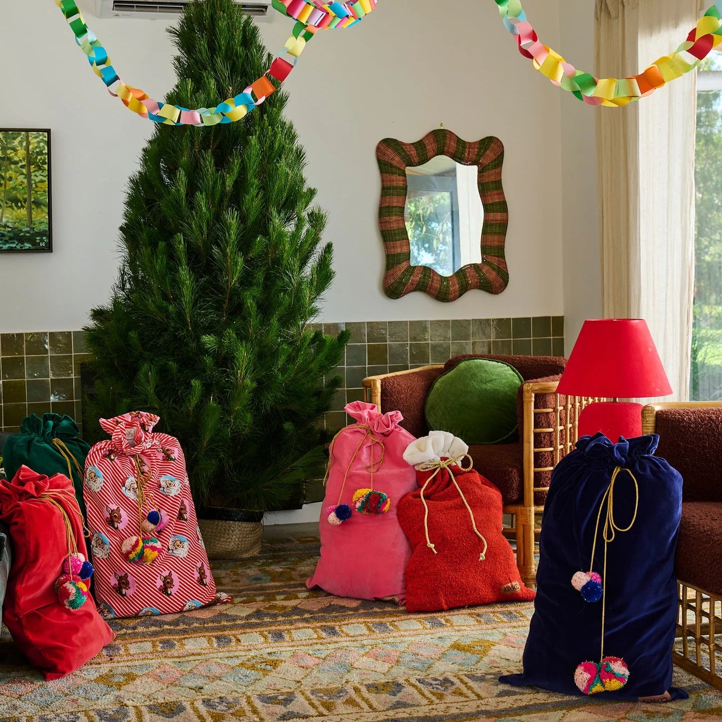 KIP & CO I LOVE CHRISTMAS SPOT VELVET SANTA SACK