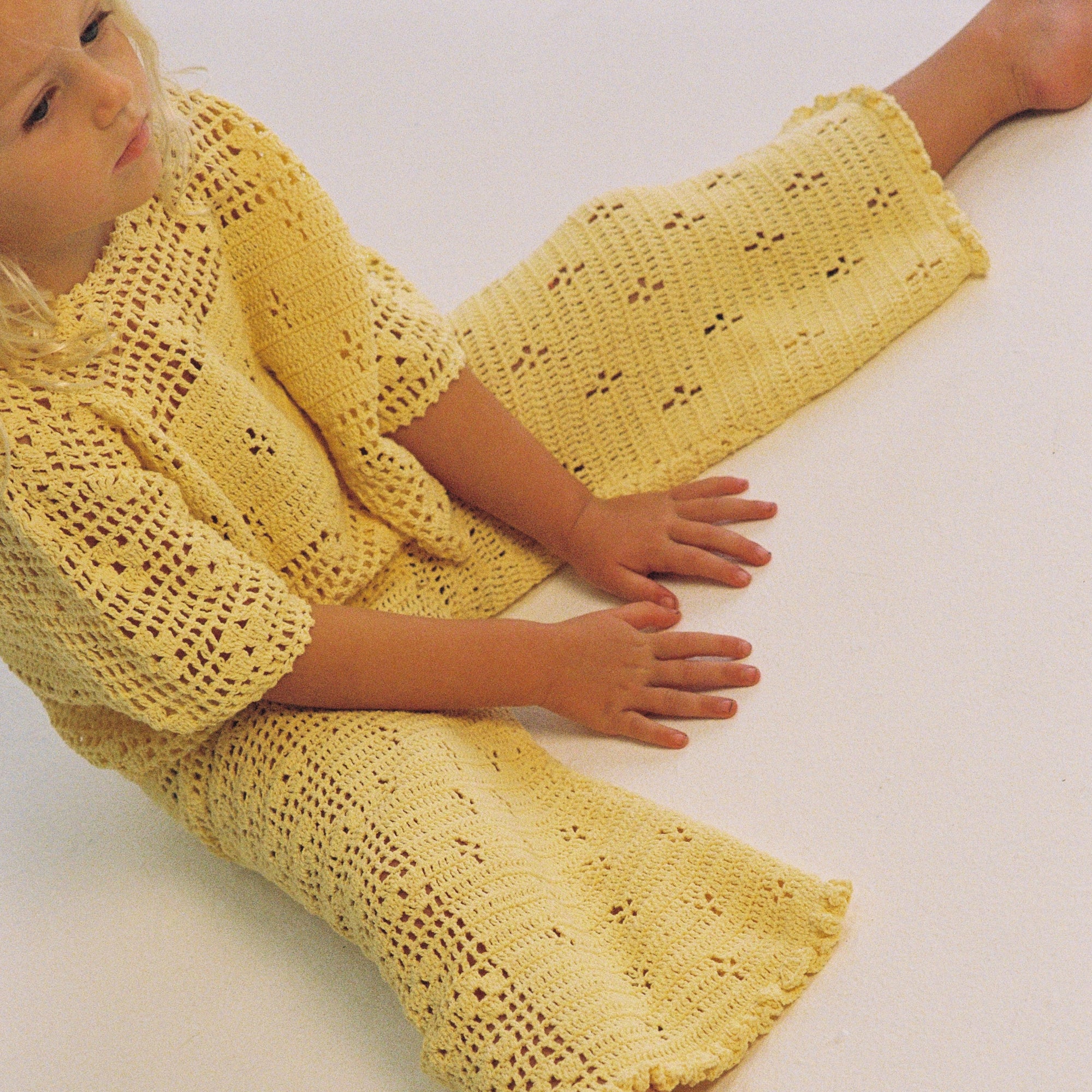 ILLOURA THE LABEL FILET CROCHET PANTS: BUTTER