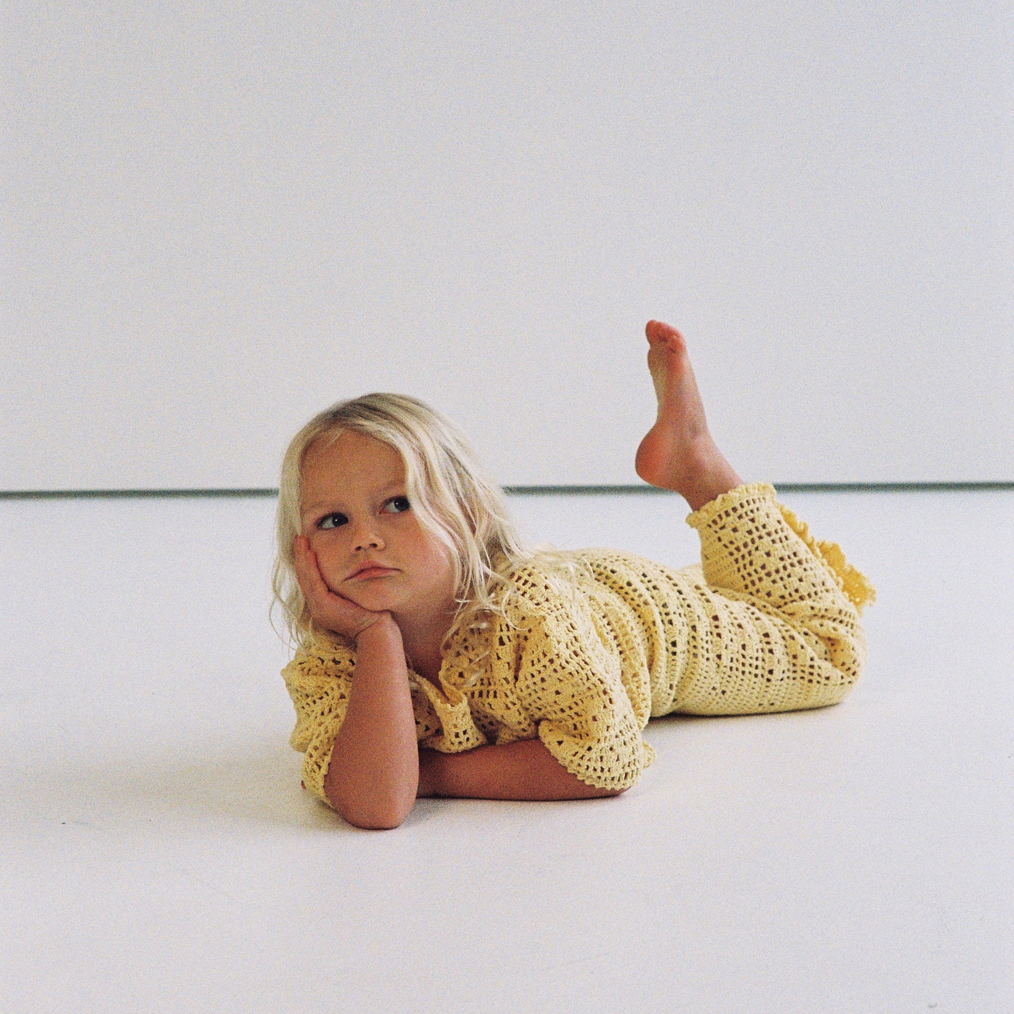 ILLOURA THE LABEL FILET CROCHET PANTS: BUTTER