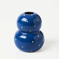 J & CO FONDA VASE: NAVY DOTTY VASE