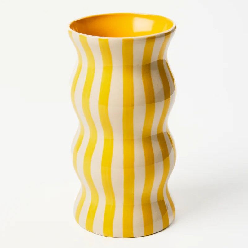 J & CO PALMA VASE: YELLOW STRIPE
