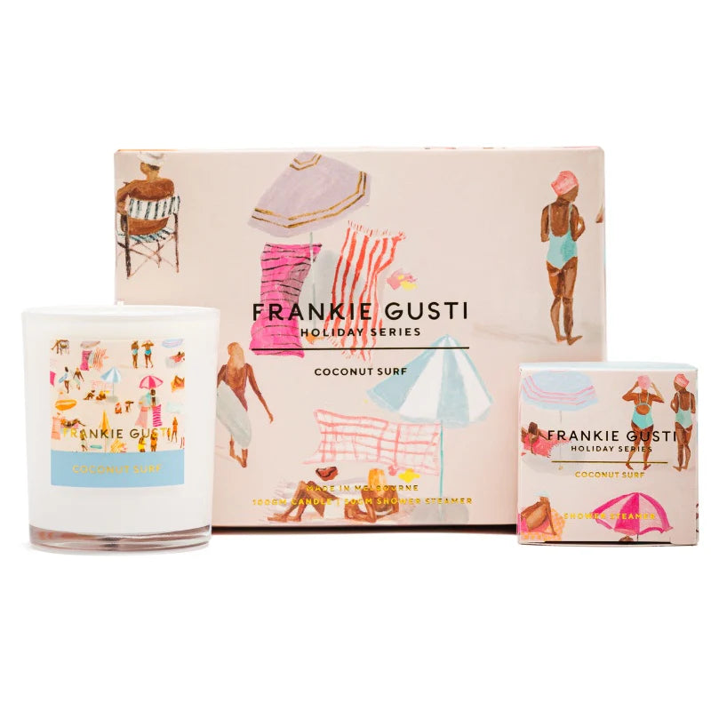 FRANKIE GUSTI HOLIDAY SERIES CANDLE & STEAMER DUO: COCONUT SURF / JANEY FORBES