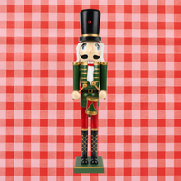 WOODEN NUTCRACKER DRUMMER: RED/GREEN