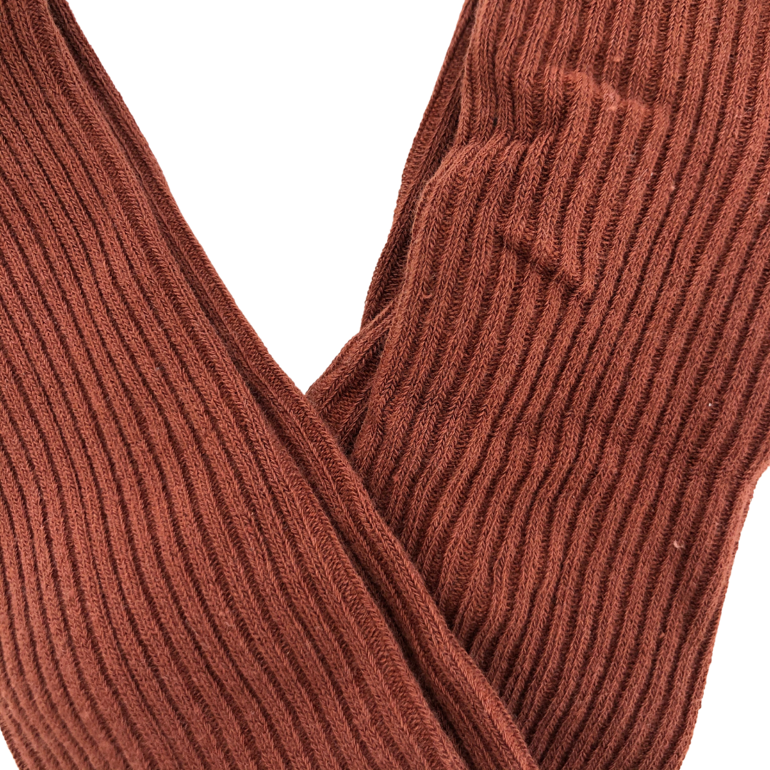 MA MER COTTON RIBBED TIGHTS: CHESTNUT