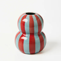 J & CO FONDA VASE: BURGUNDY PALE BLUE STRIPE