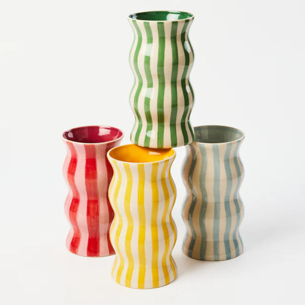 J & CO PALMA VASE: YELLOW STRIPE