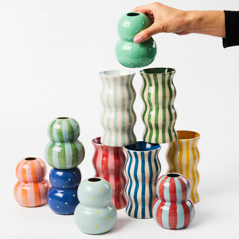 J & CO PALMA VASE: NAVY STRIPE