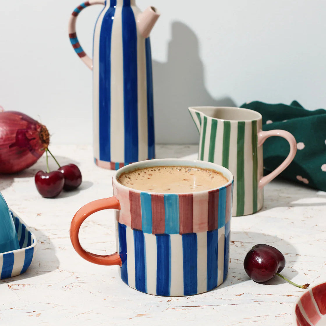 J & CO BLOOMIE MUG: BLUE STRIPE