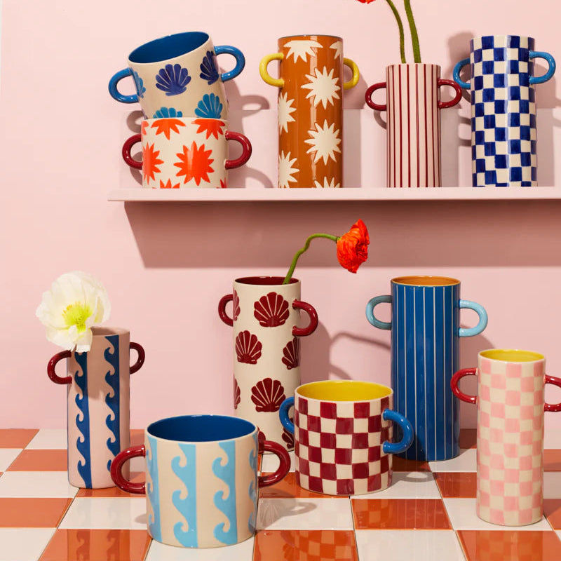 J & CO GRIFFE BUD VASE: PINK CHECK