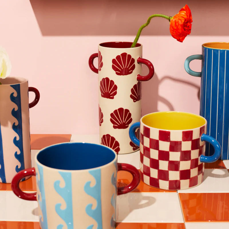 J & CO GRIFFE TALL VASE: BURGUNDY SHELL