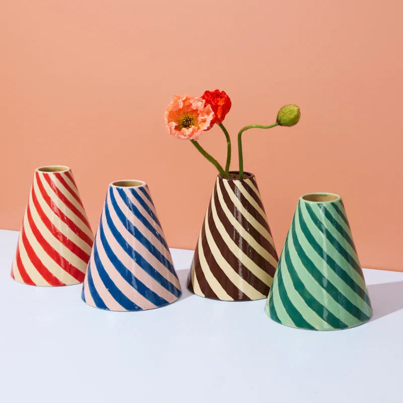 J & CO JESTER VASE: RASPBERRY SWIRL
