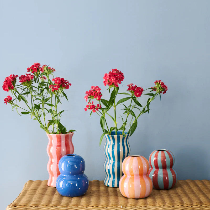 J & CO FONDA VASE: NAVY DOTTY VASE