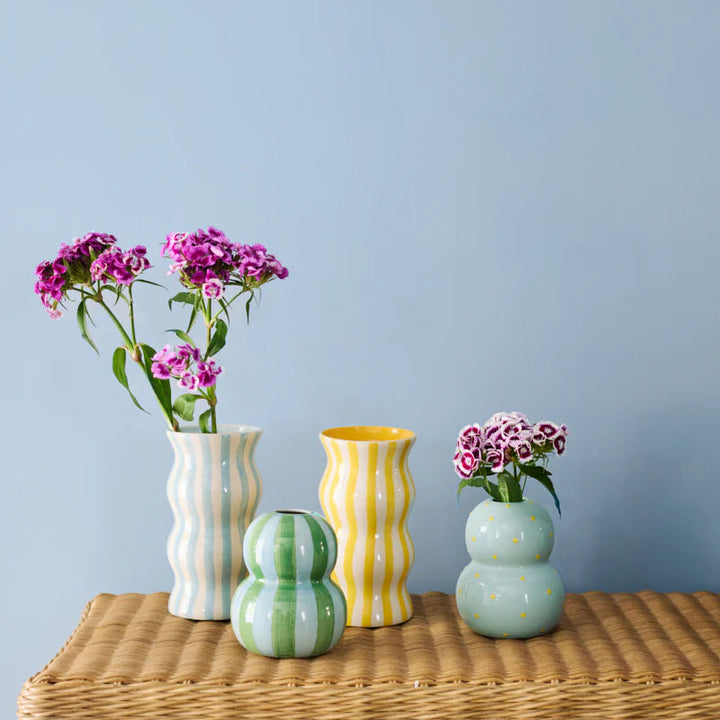 J &amp; CO PALMA VASE: YELLOW STRIPE