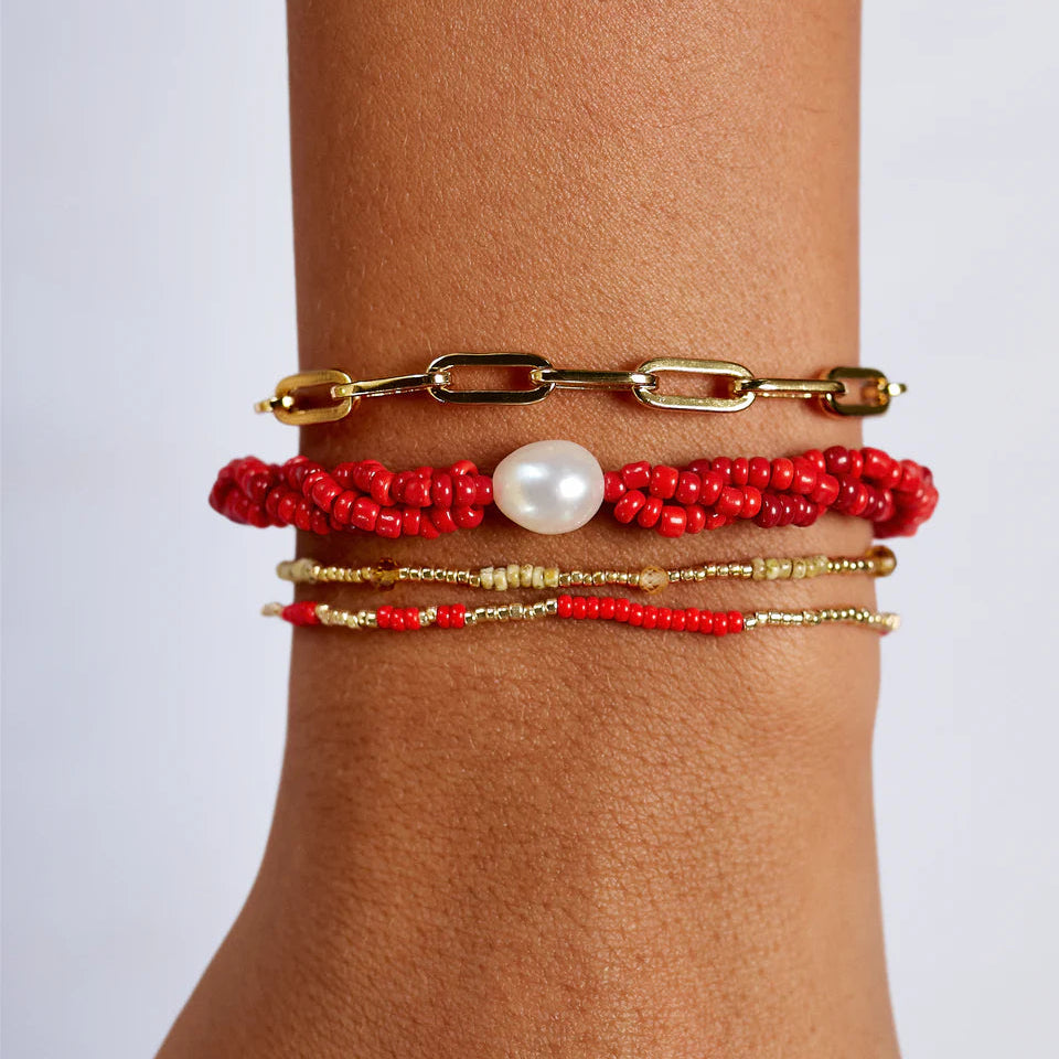 ANNI LU SCARLET WAVE BRACELET: BRIGHT RED