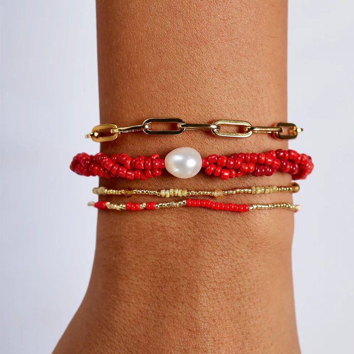 ANNI LU SCARLET WAVE BRACELET: BRIGHT RED