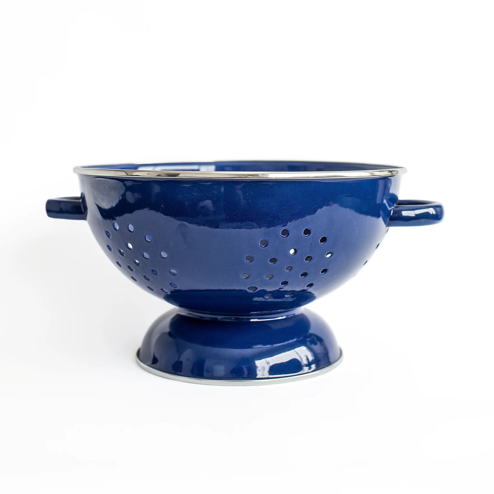 BIG BITE STUDIOS MEDIUM ENAMEL COLANDER: BLUE