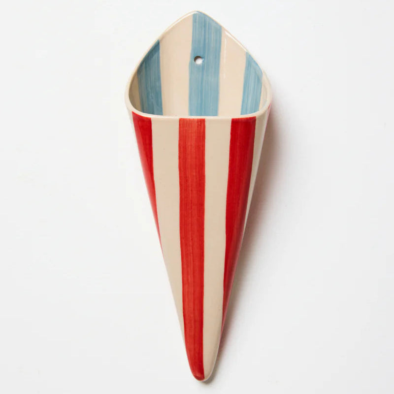 J & CO FOLLY WALL VASE: RED STRIPE