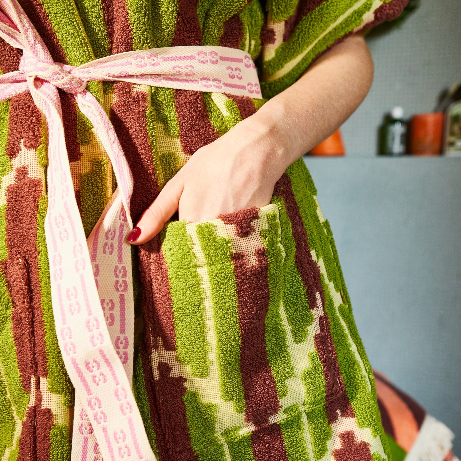 SAGE & CLARE NISHA TERRY KIMONO: PALM