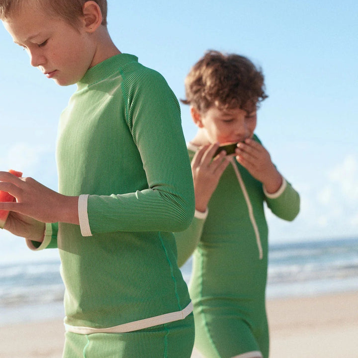 ZULU &amp; ZEPHYR MINI STRIPE RIB RASHIE: PARROT GREEN