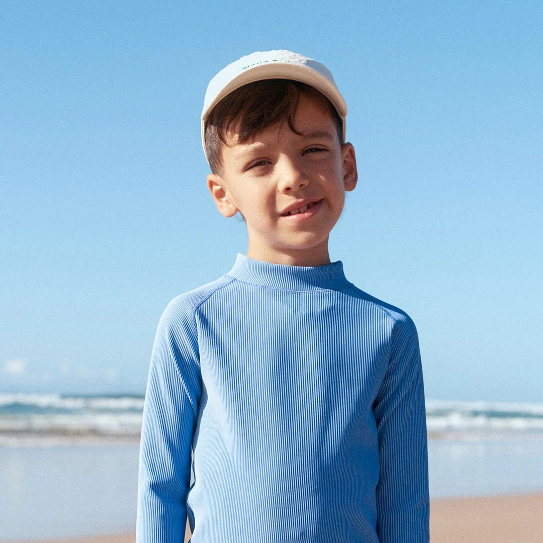 ZULU &amp; ZEPHYR MINI STRIPE RIB RASHIE: SKY BLUE