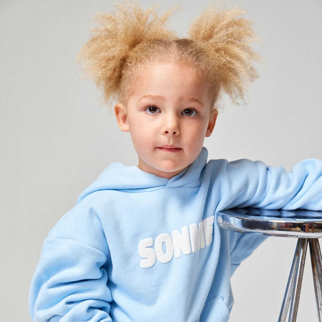SONNIE PUFF PRINT HOODIE: BABY BLUE