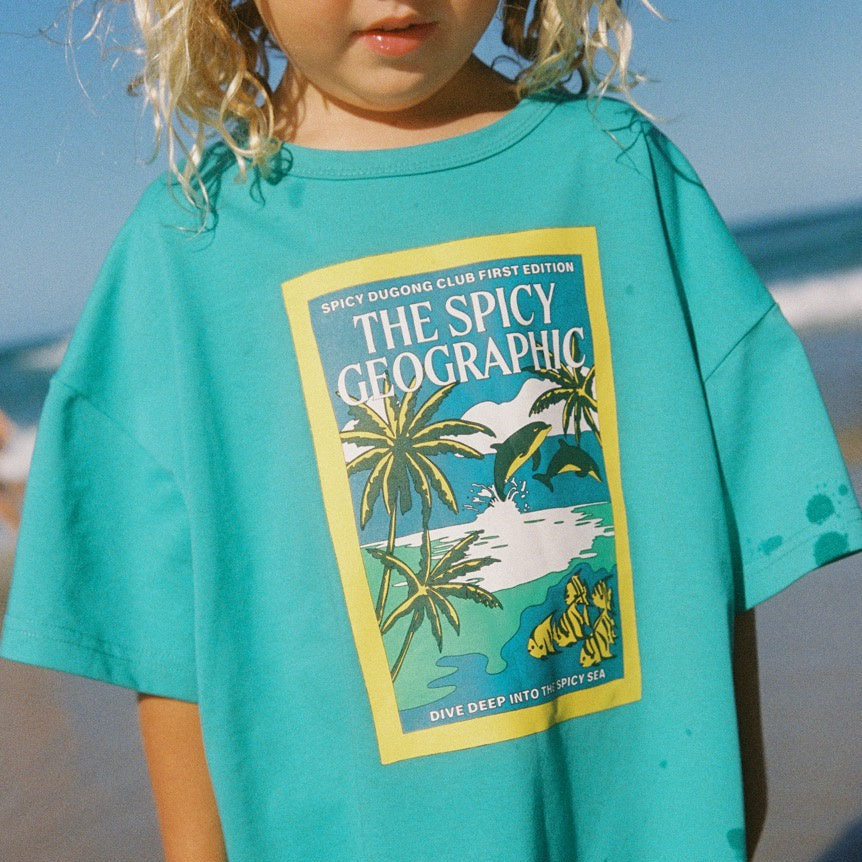 SPICY DUGONG KIDS SPICY GEO TEE: AQUA
