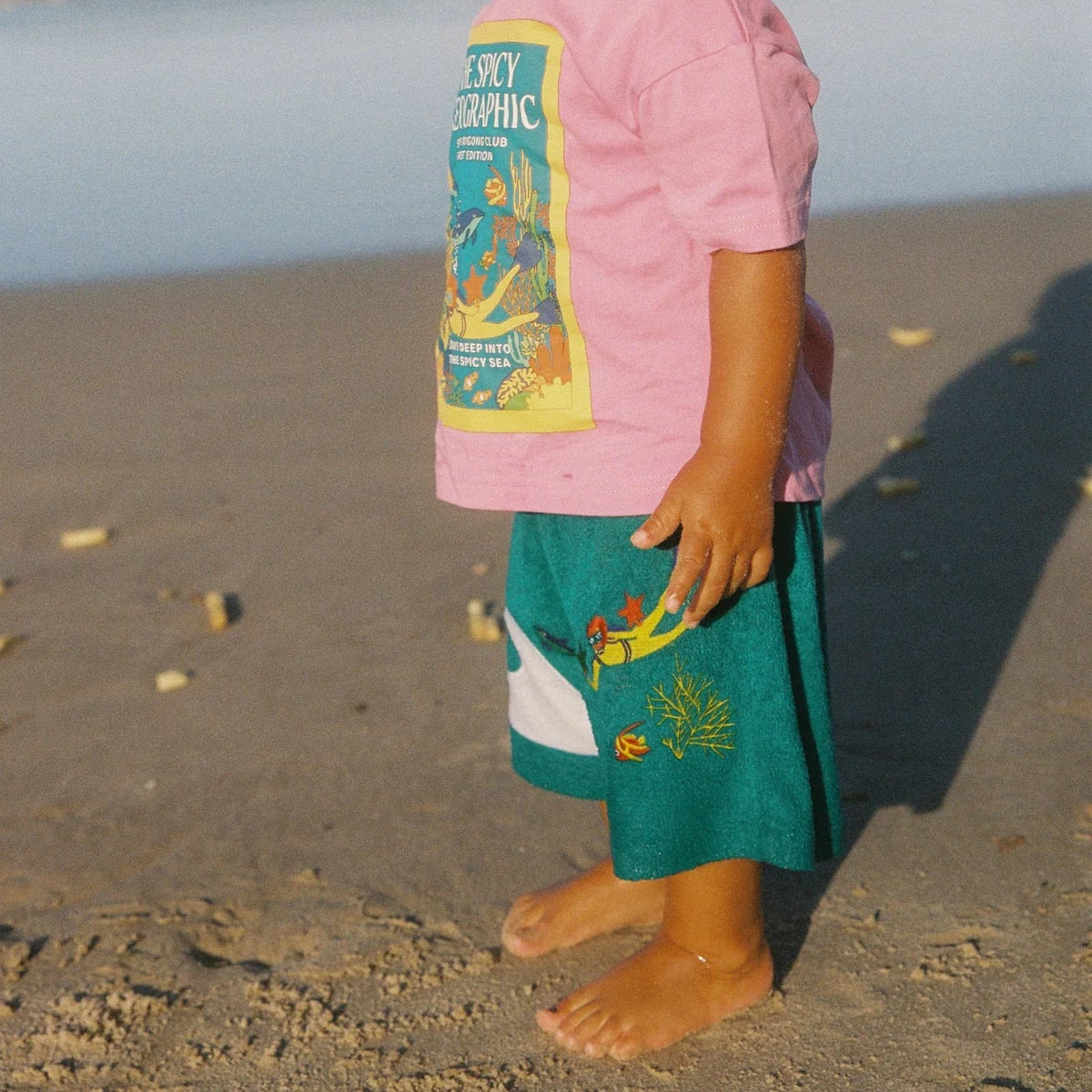 SPICY DUGONG KIDS TERRY SCUBA SHORTS: AQUA