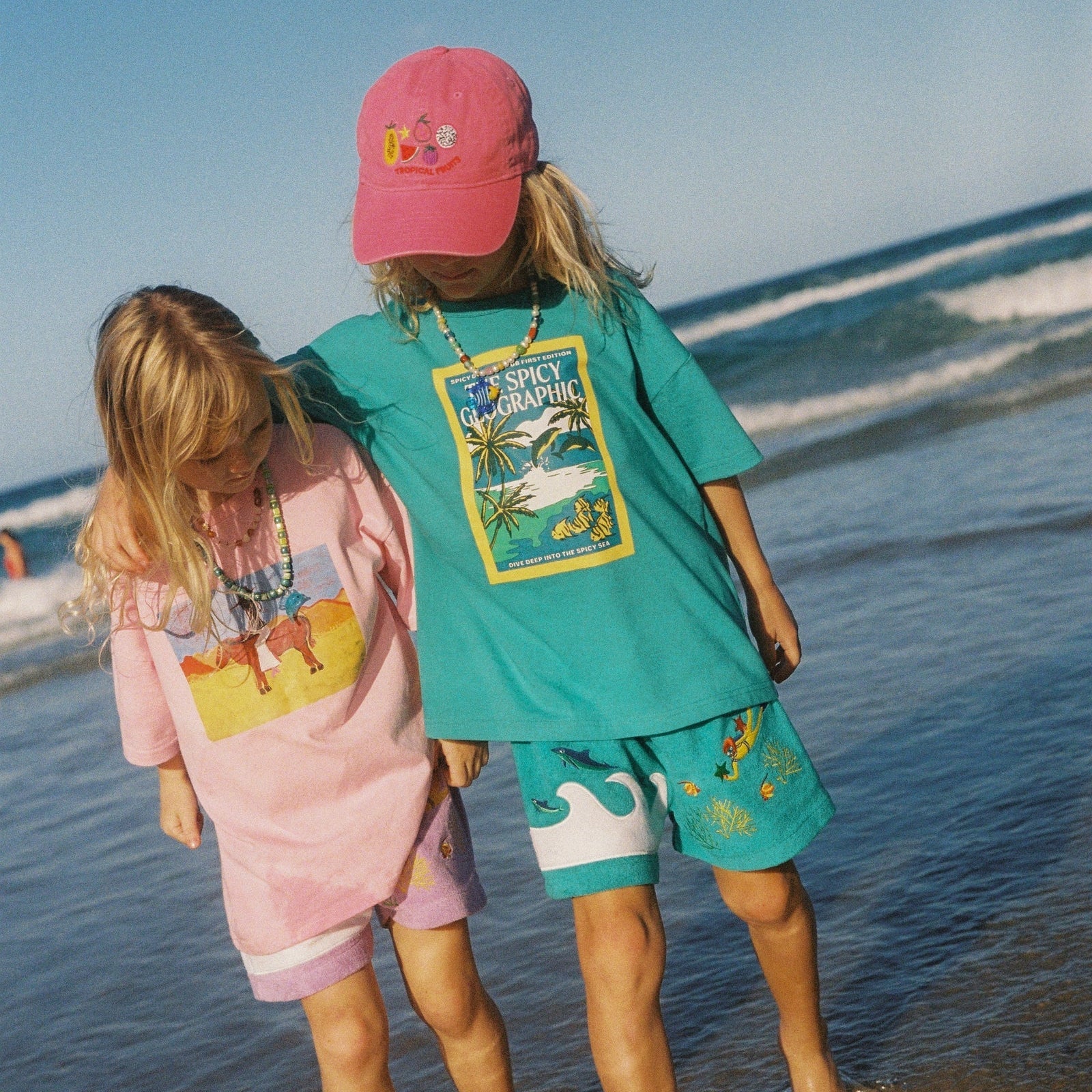 SPICY DUGONG KIDS SPICY GEO TEE: AQUA