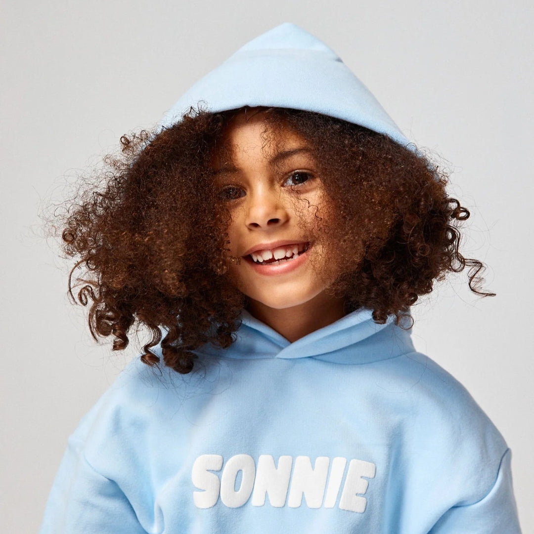 SONNIE PUFF PRINT HOODIE: BABY BLUE