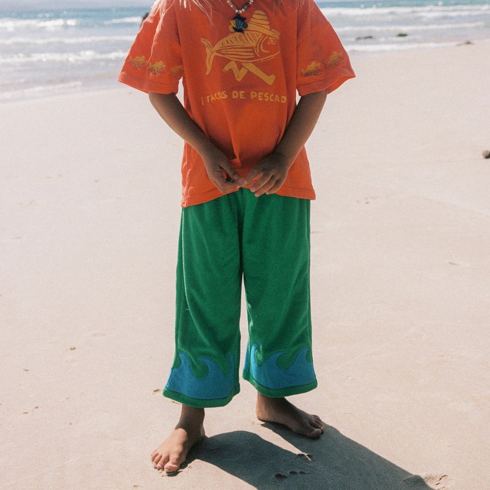 SPICY DUGONG KIDS WAVE TERRY PANTS: SEAWEED SPLASH