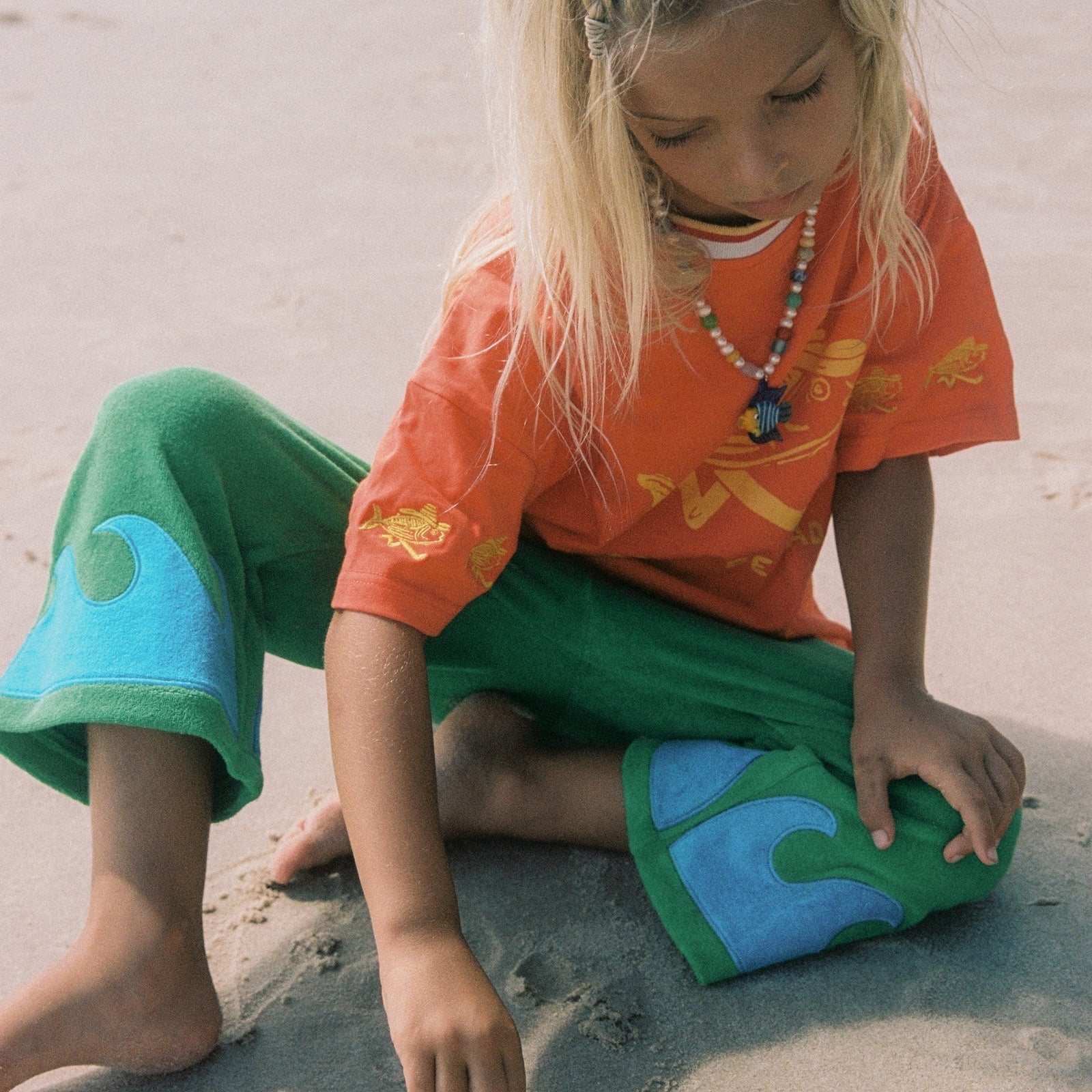 SPICY DUGONG KIDS WAVE TERRY PANTS: SEAWEED SPLASH