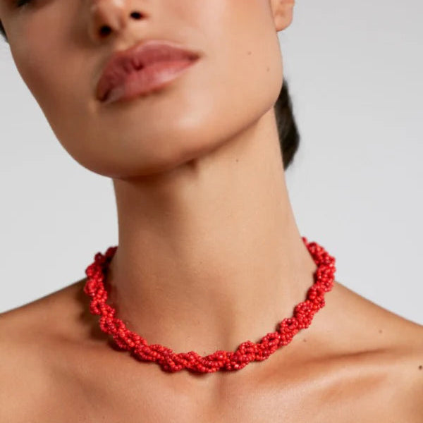ANNI LU SCARLET WAVE NECKLACE: BRIGHT RED