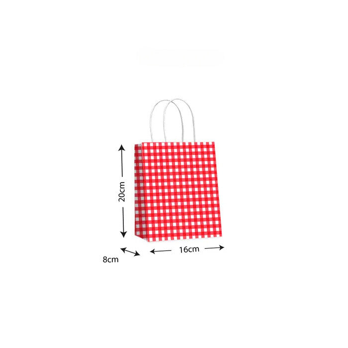 TWISTED HANDLE BAG: GINGHAM RED