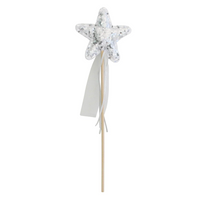 ALIMROSE SEQUIN STAR WAND: SILVER