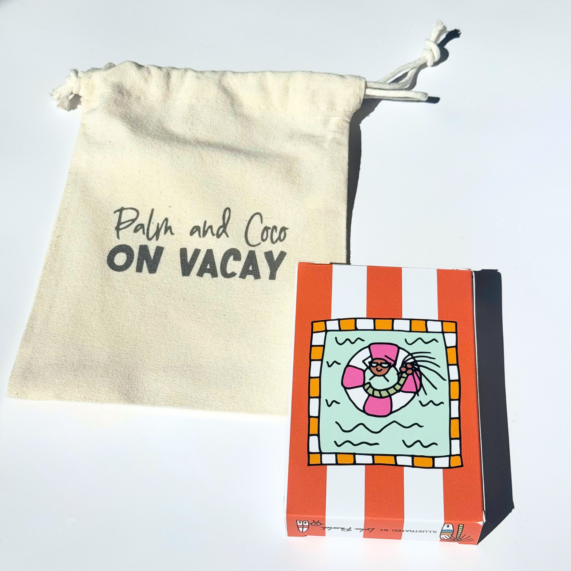 PALM & COCO ON VACAY PLAYING CARDS: RED & WHITE STRIPE