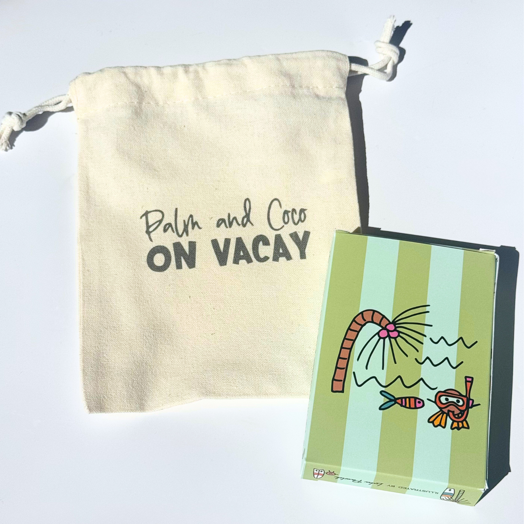 PALM & COCO ON VACAY PLAYING CARDS: SAGE & SEA STRIPE