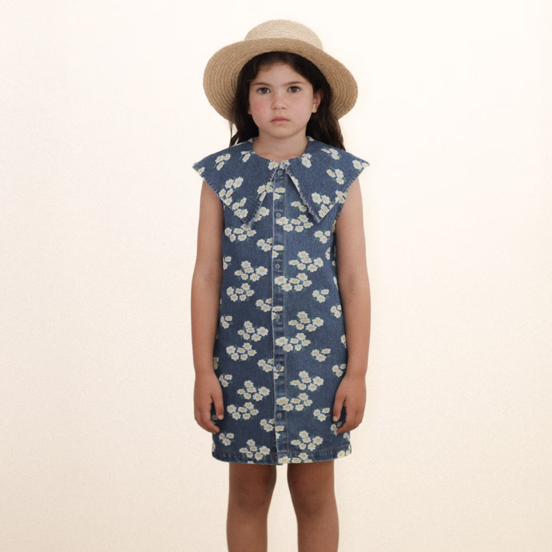 TINY COTTONS BLOSSOMS DENIM DRESS