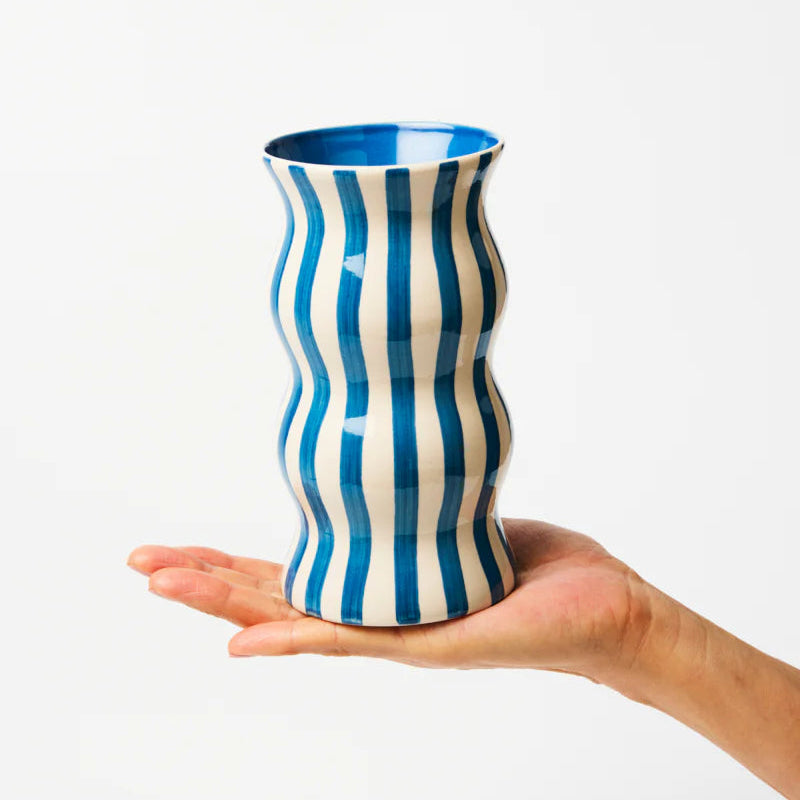 J & CO PALMA VASE: NAVY STRIPE